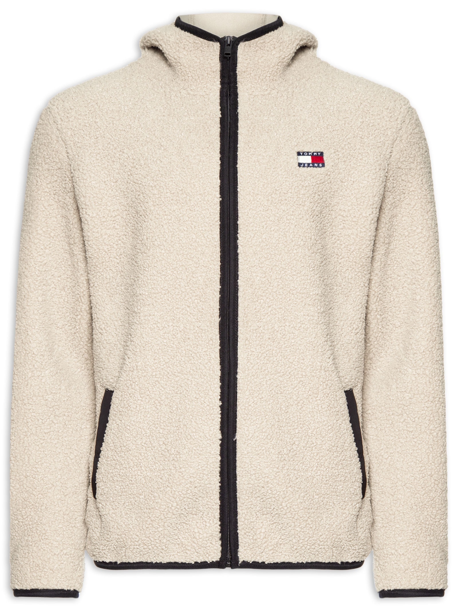 Blusa Masculina Regular Fit Badge Teddy Em Fleece Bege Tommy Jeans