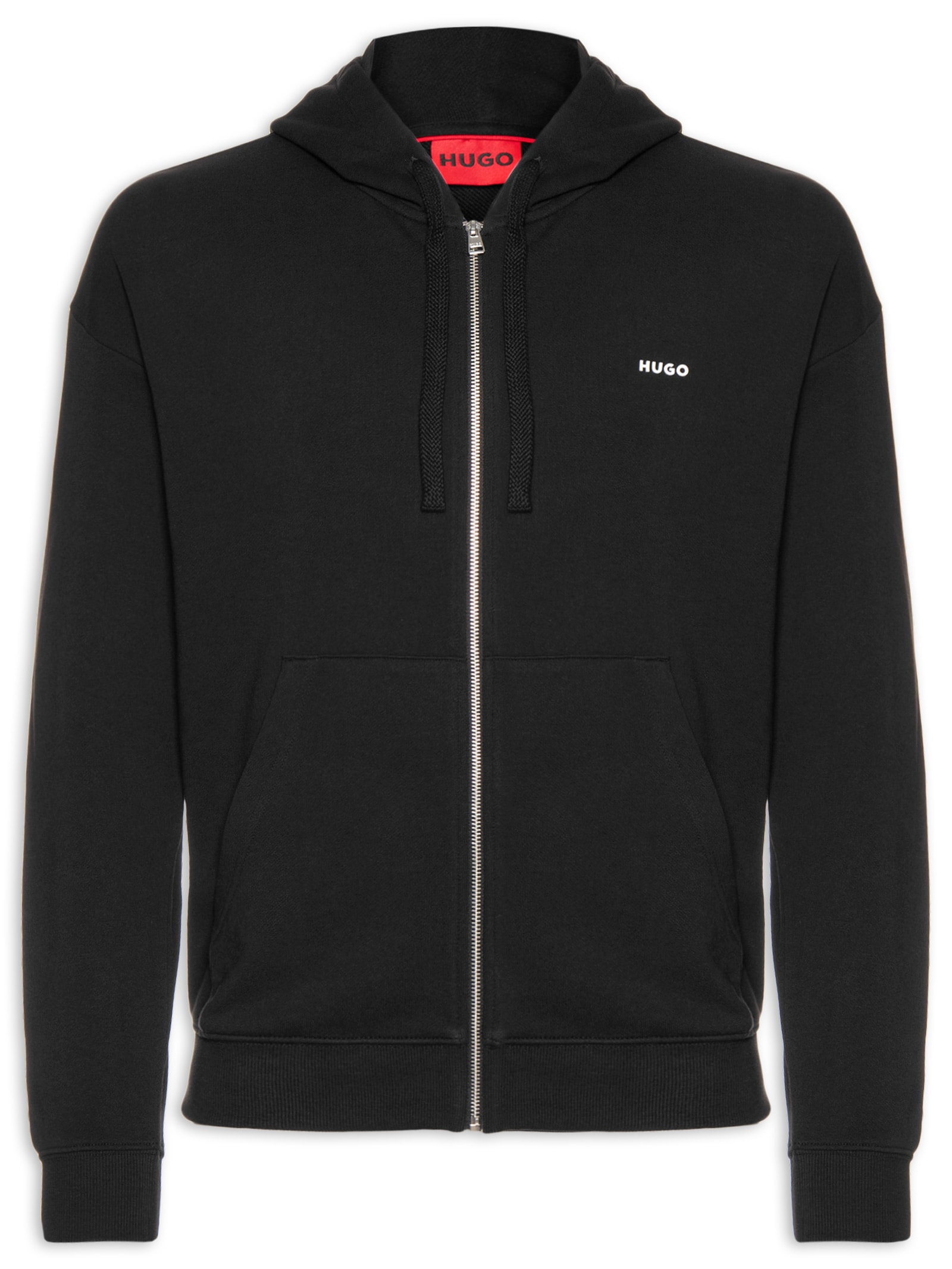 Blusa Masculina Relaxed-Fit Hooded Zip-Up Dapozip Preto Hugo