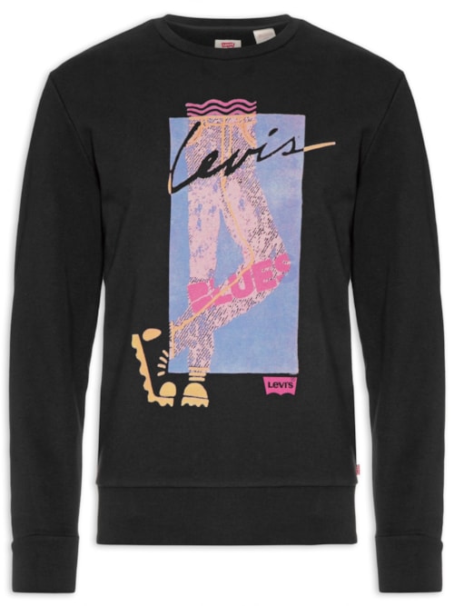 Blusa Masculina Standard Graphic Crew - Preto