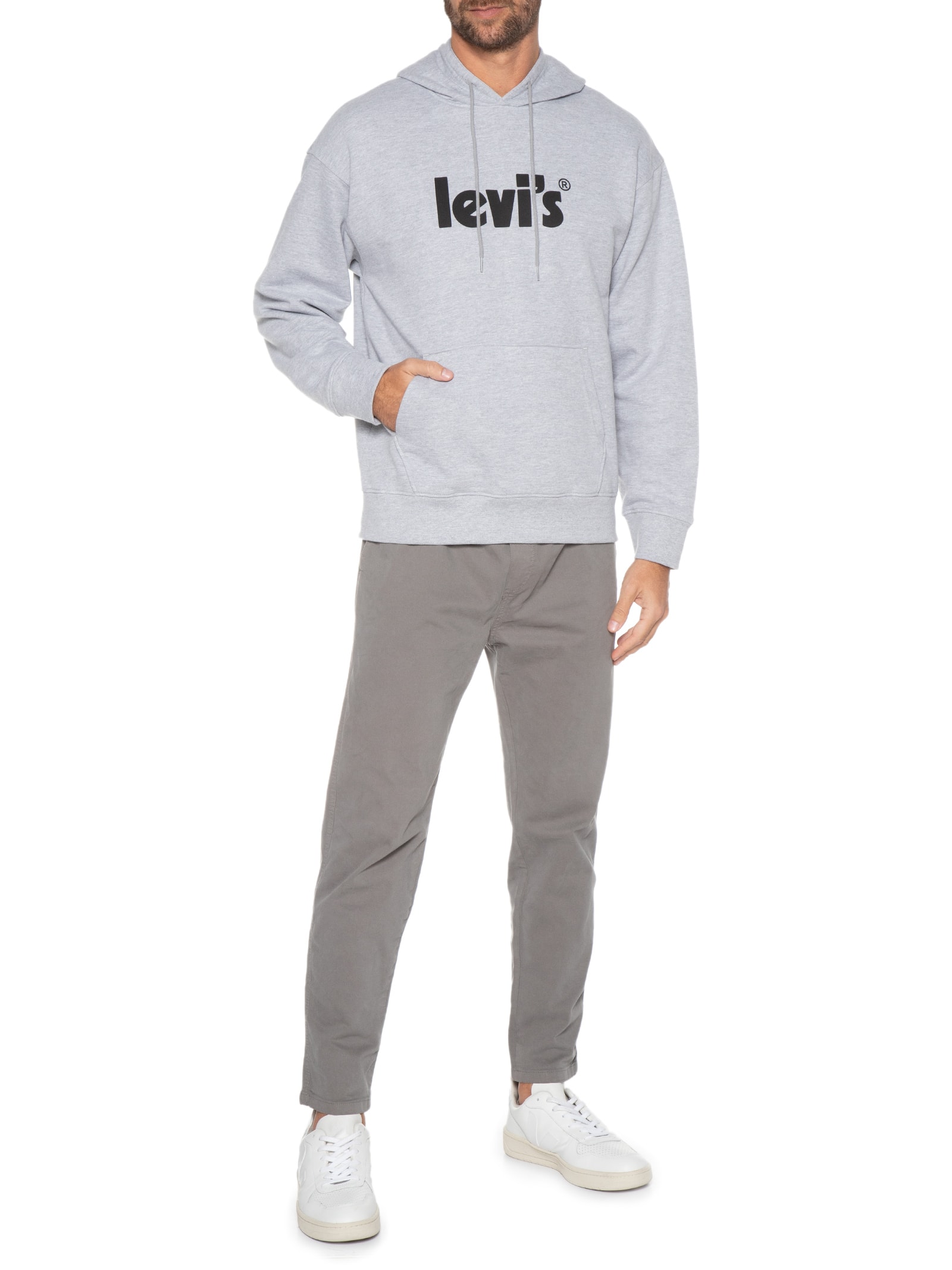 Blusa Masculina T3 Relaxd Graphic Hoodie Cinza Levi's