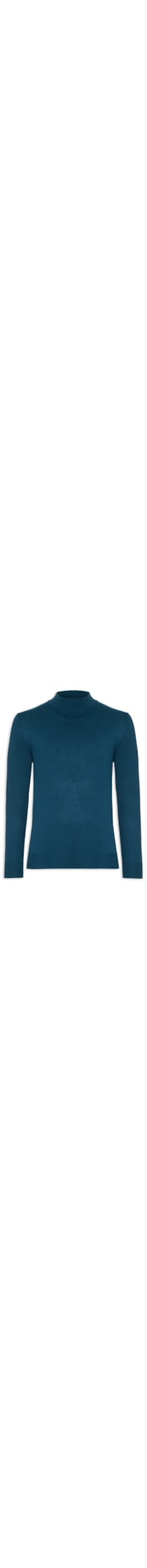 Blusa Masculina Tricot Básico Gola Alta - Azul