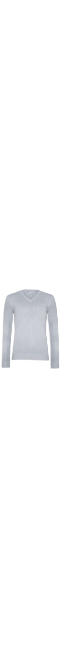 Blusa Masculina Tricot Básico Gola V - Cinza