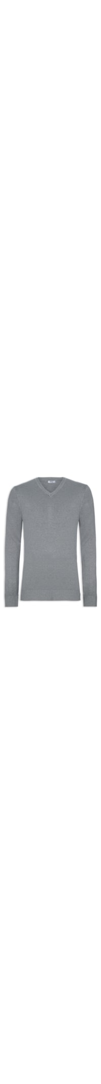 Blusa Masculina Tricot Básico Gola V - Cinza