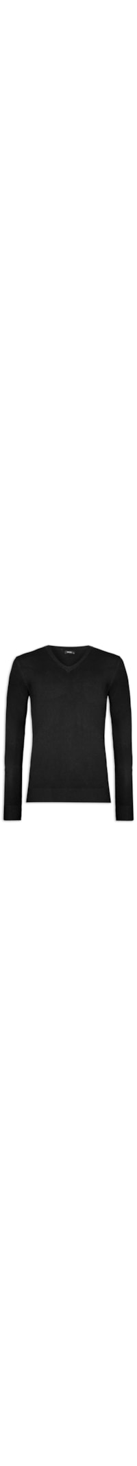 Blusa Masculina Tricot Básico Gola V - Preto
