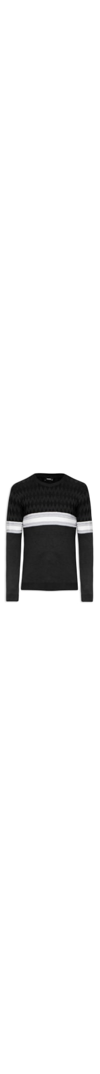 Blusa Masculina Tricot Listra Gola Redonda - Preto