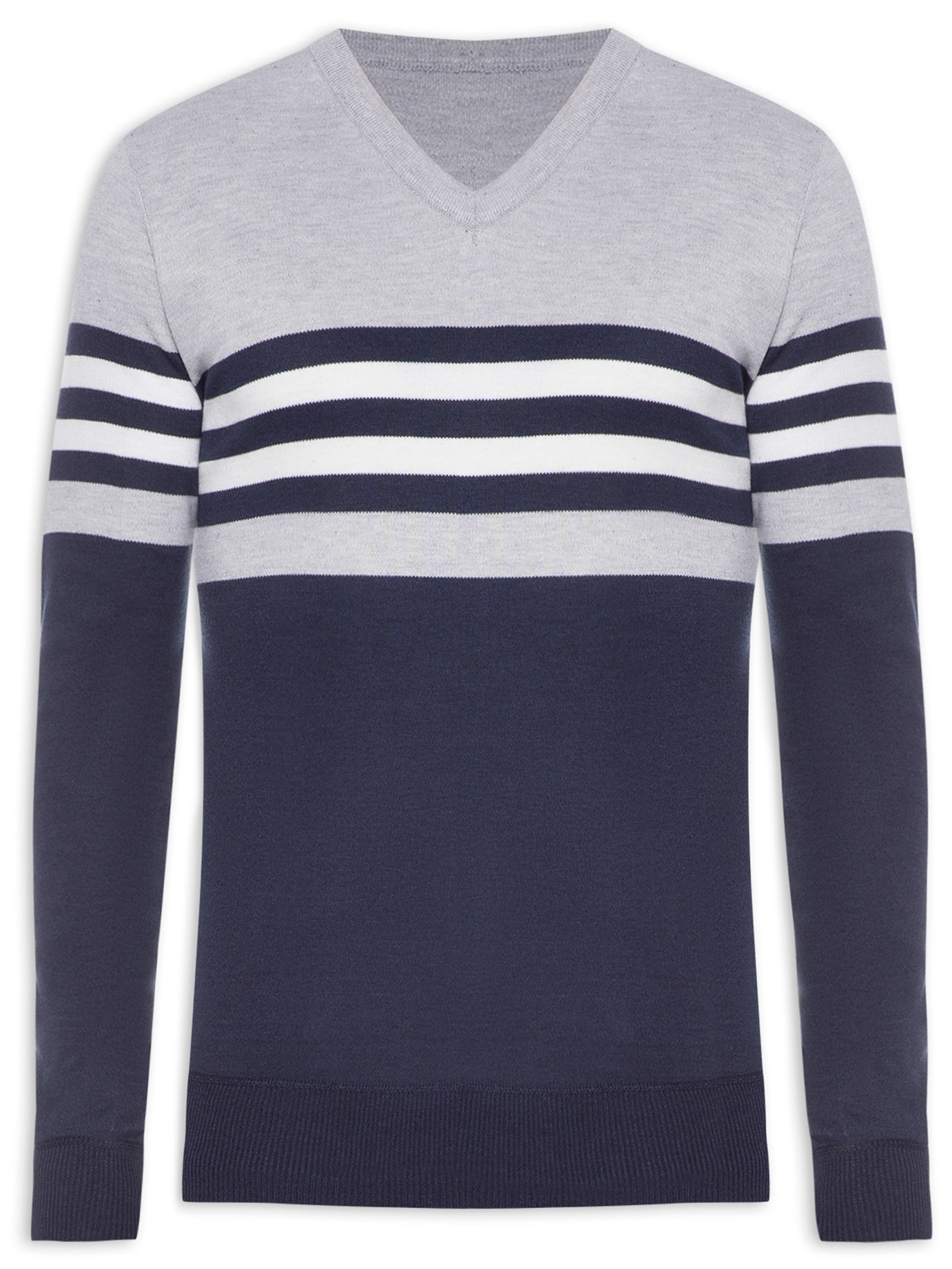 Blusa Masculina Tricot Listra Peito Cinza Basiq Men
