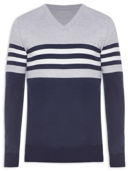 Blusa Masculina Tricot Listra Peito – Cinza