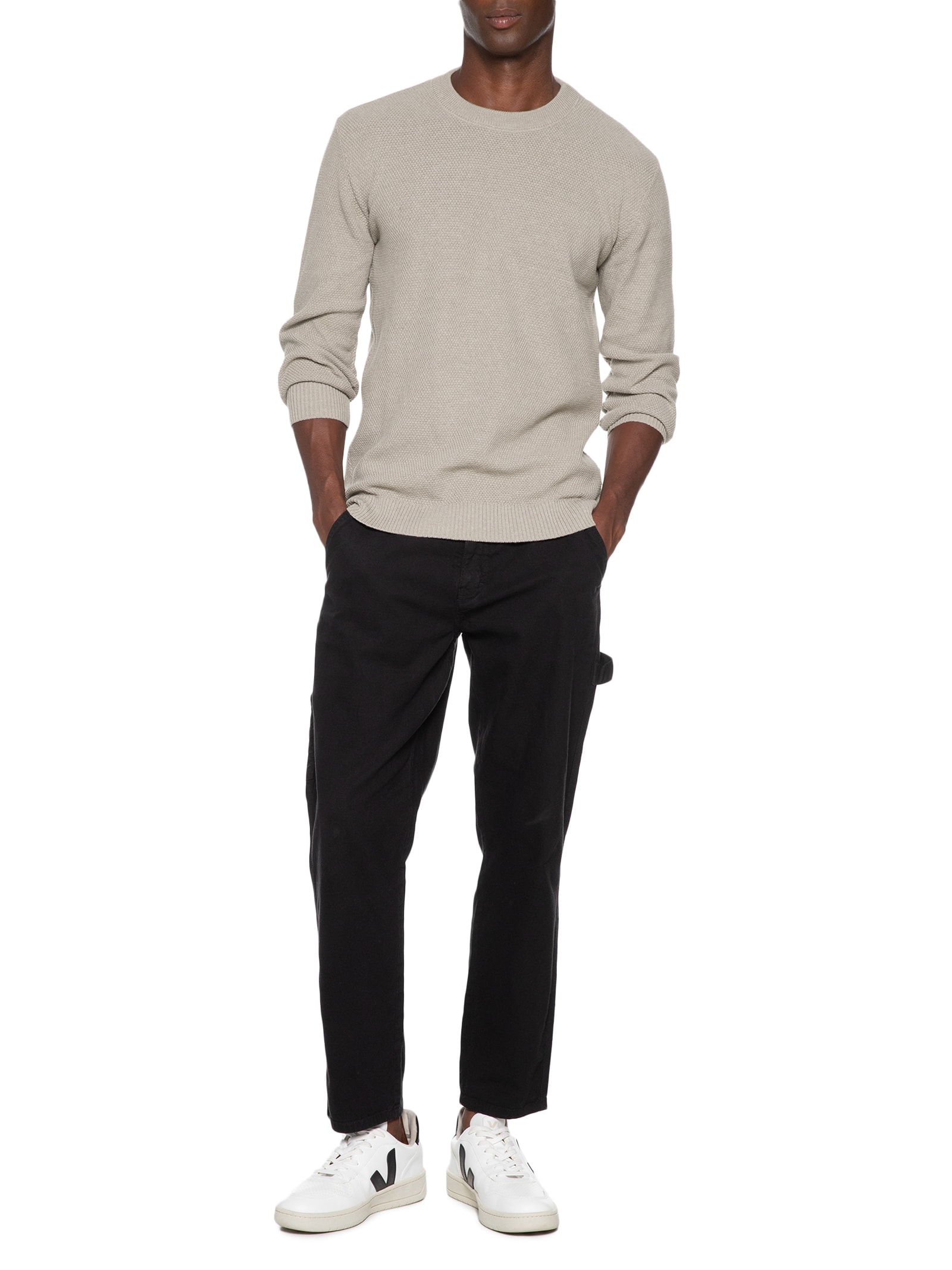 Blusa Masculina Tricot Ponto Arroz Bege Calvin Klein - White Label