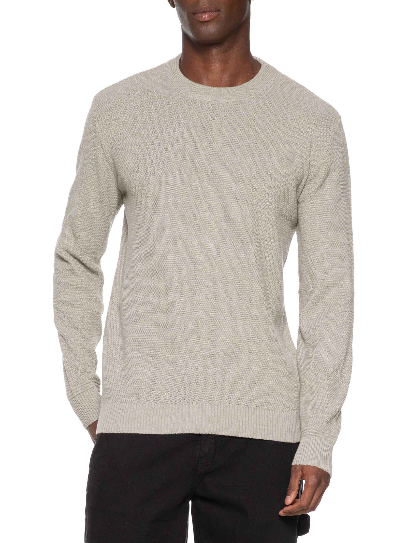 Blusa Masculina Tricot Ponto Arroz Bege Calvin Klein - White Label