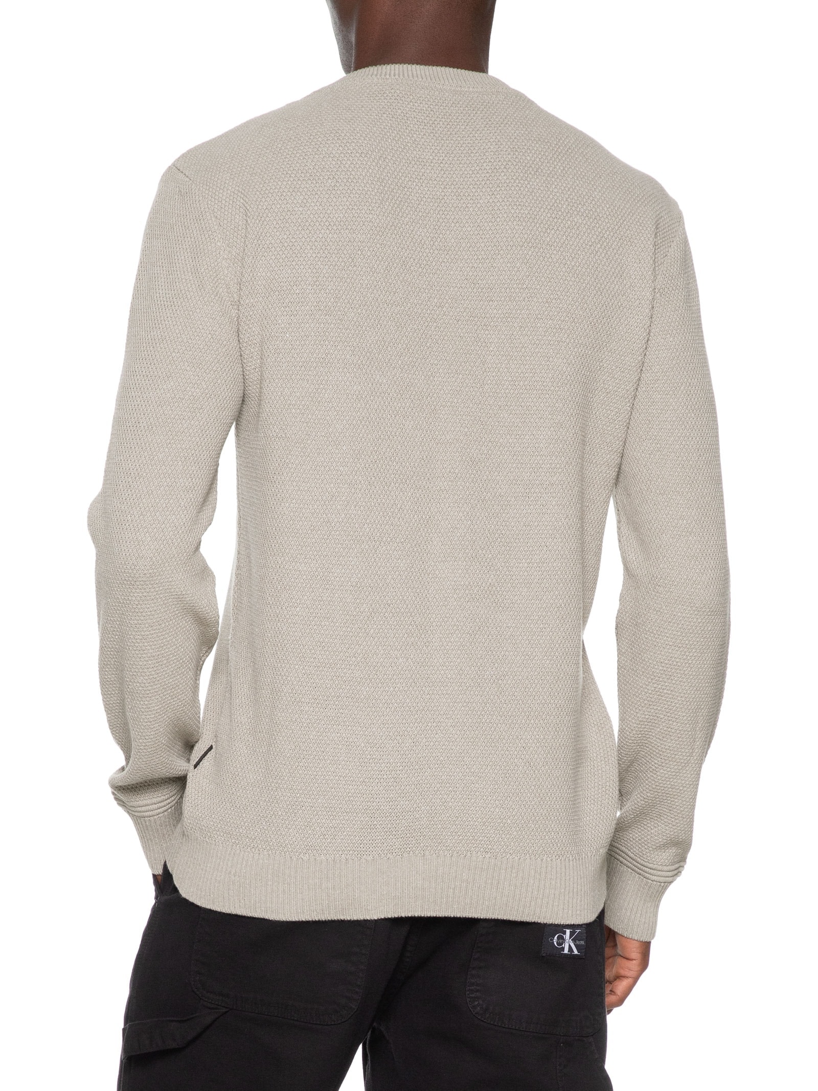 Blusa Masculina Tricot Ponto Arroz Bege Calvin Klein - White Label