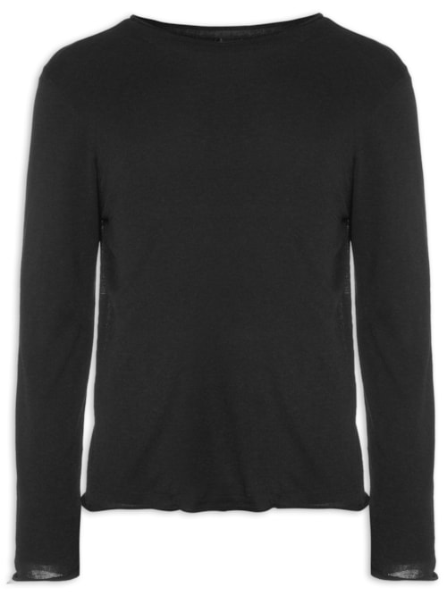 Blusa Masculina Tricot Soft Wool - Preto