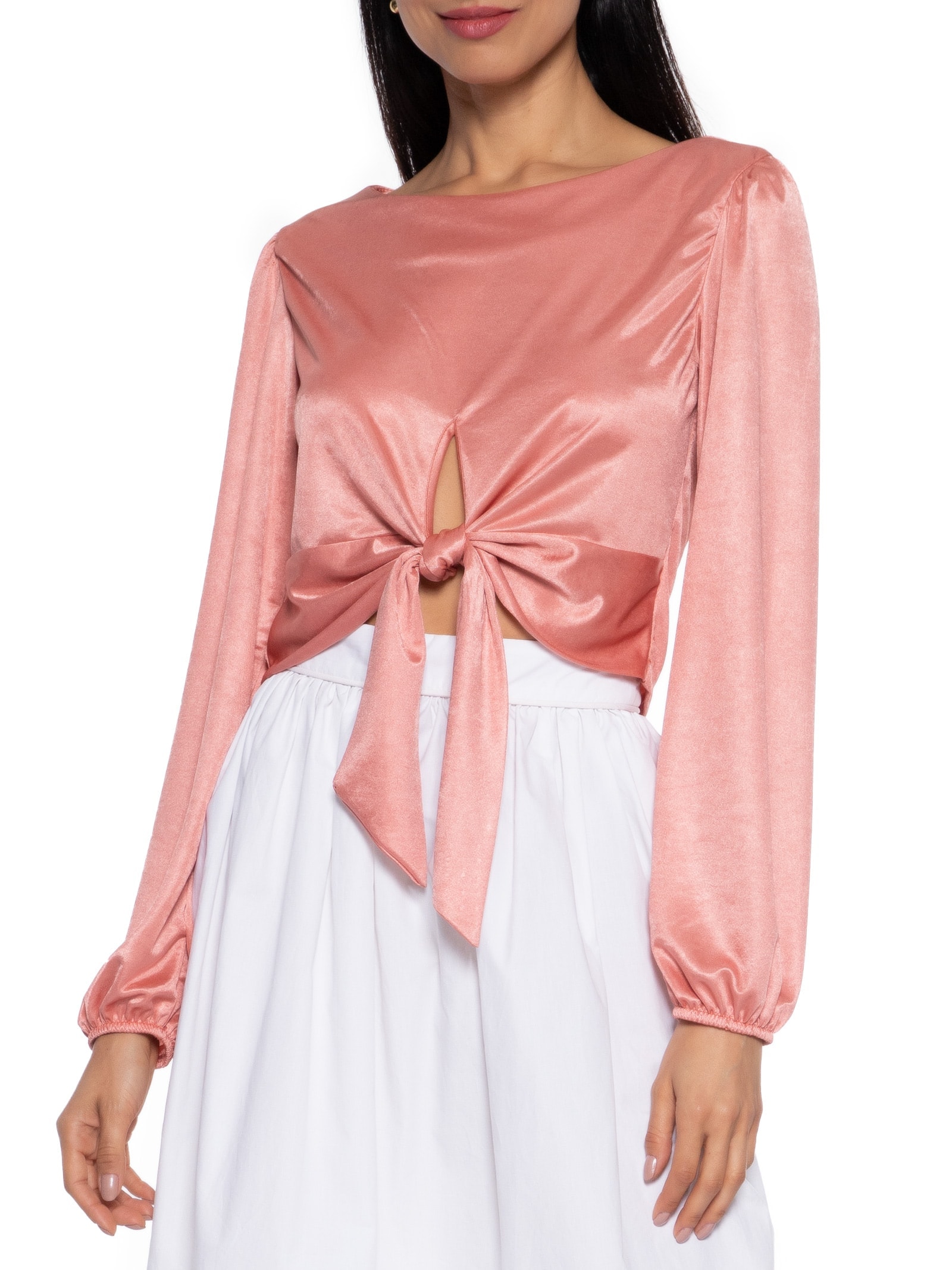 Blusa Ml Acetinada Rosa  Market 33