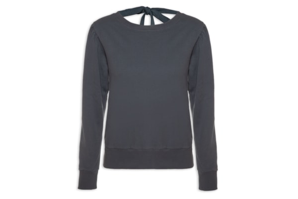 Blusa Moletom Abertura Costas - Cinza