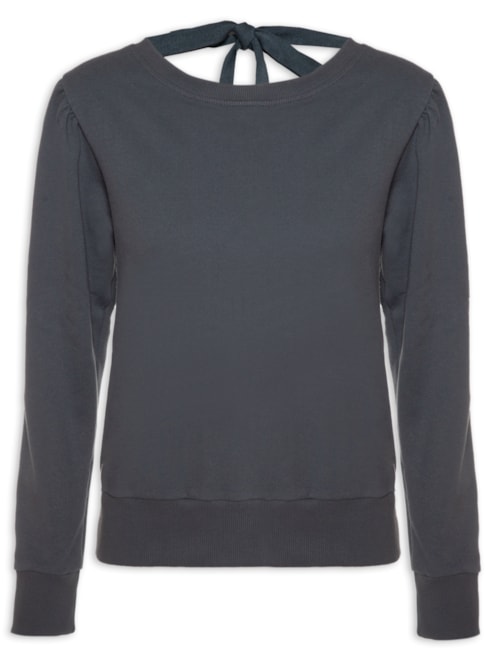 Blusa Moletom Abertura Costas - Cinza
