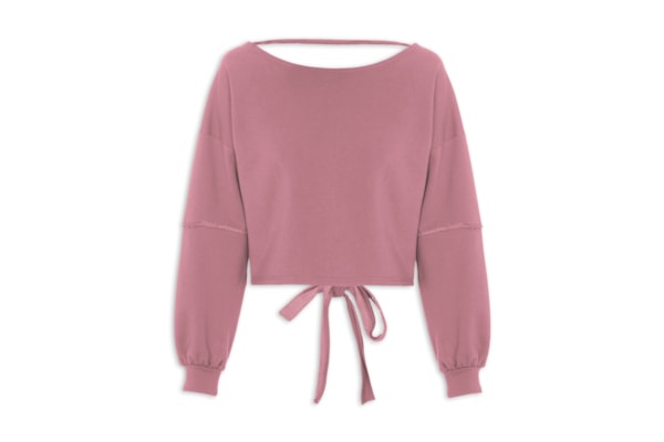 Blusa Moletom Costa Aberta Gola Canoa - Lilás