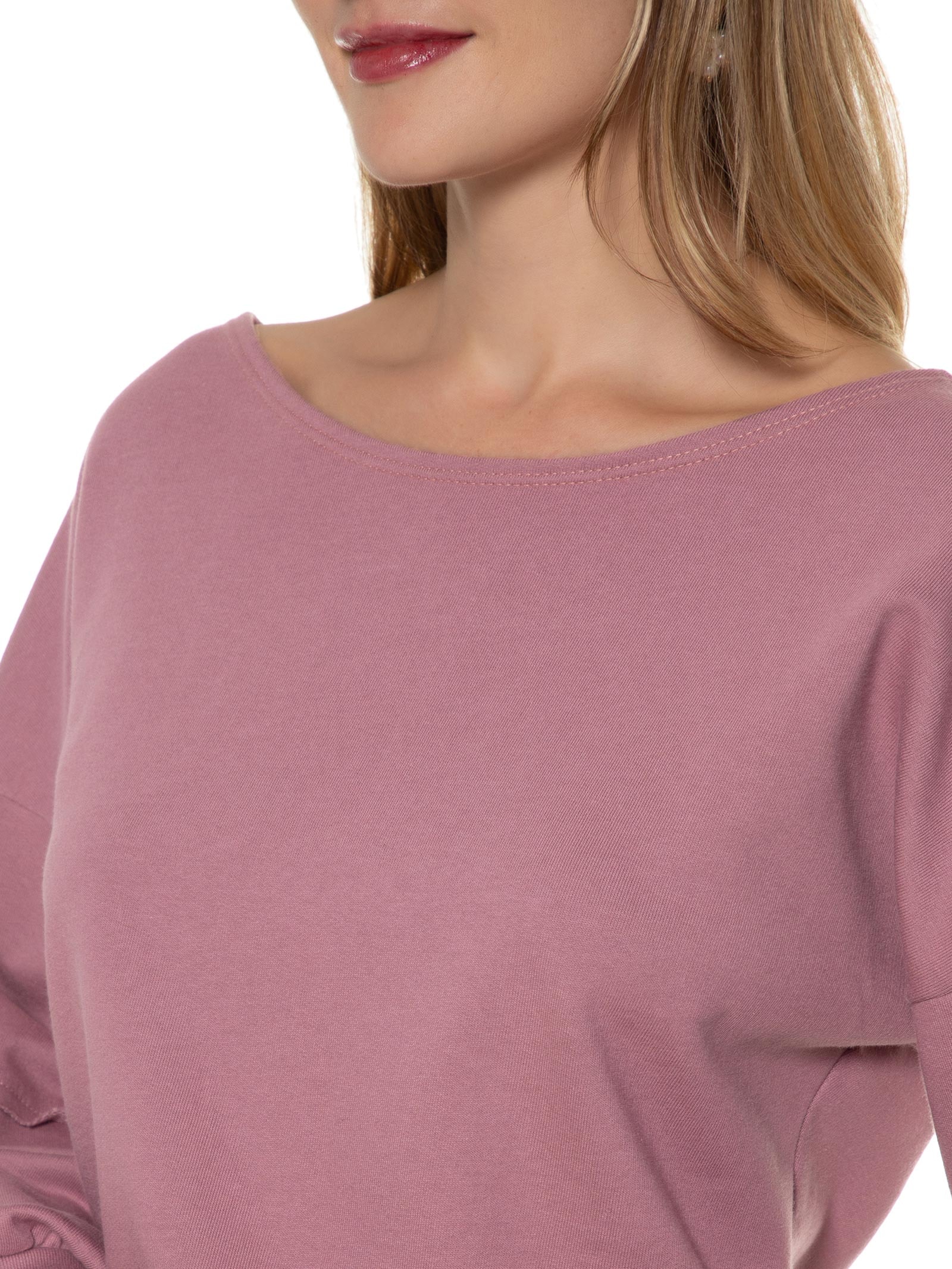 Blusa Moletom Costa Aberta Gola Canoa Lilás Basiq