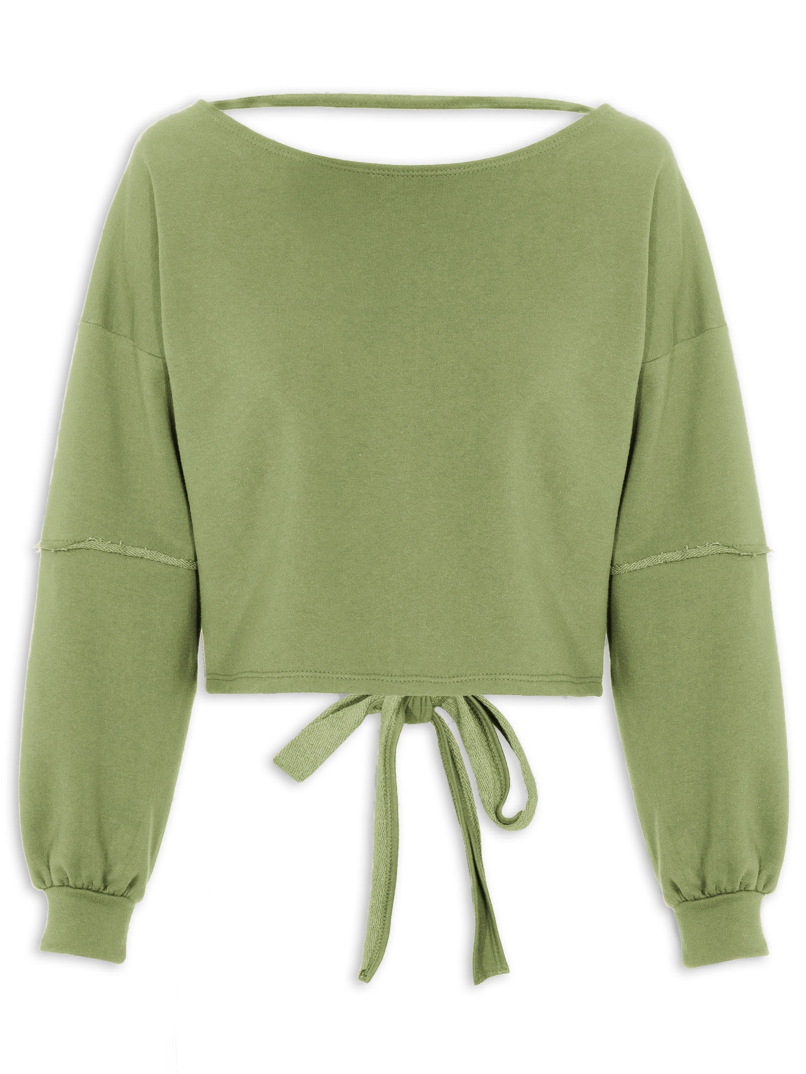 Blusa Moletom Costa Aberta Gola Canoa Verde Basiq