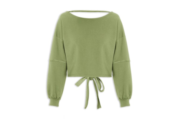 Blusa Moletom Costa Aberta Gola Canoa - Verde