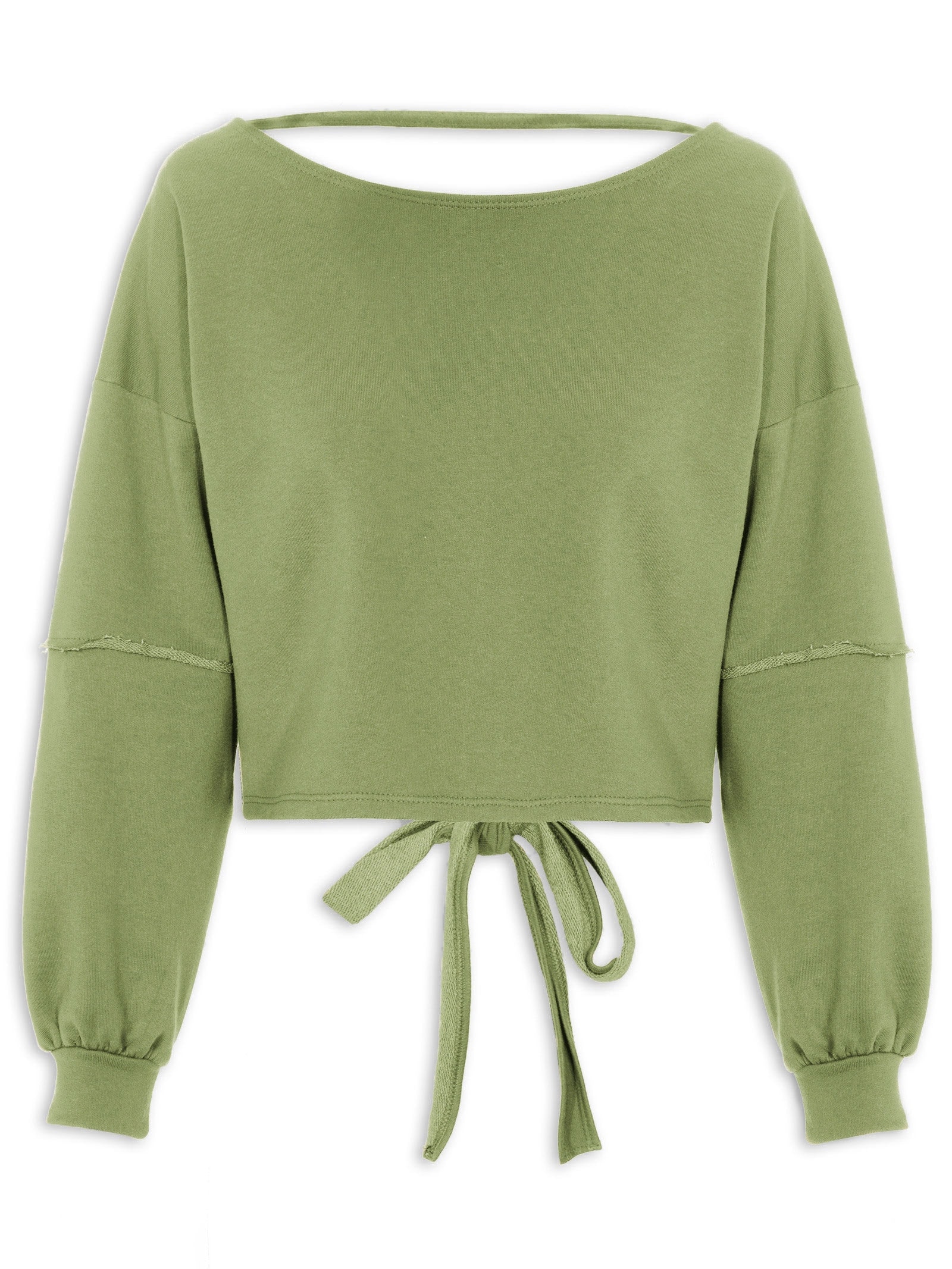 Blusa Moletom Costa Aberta Gola Canoa Verde Basiq