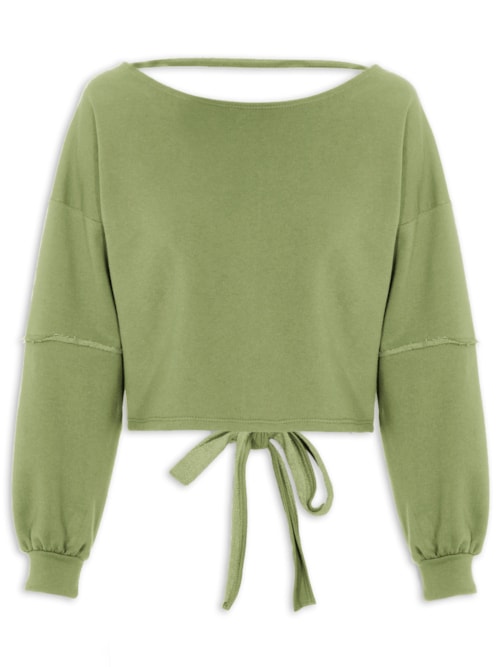 Blusa Moletom Costa Aberta Gola Canoa – Verde