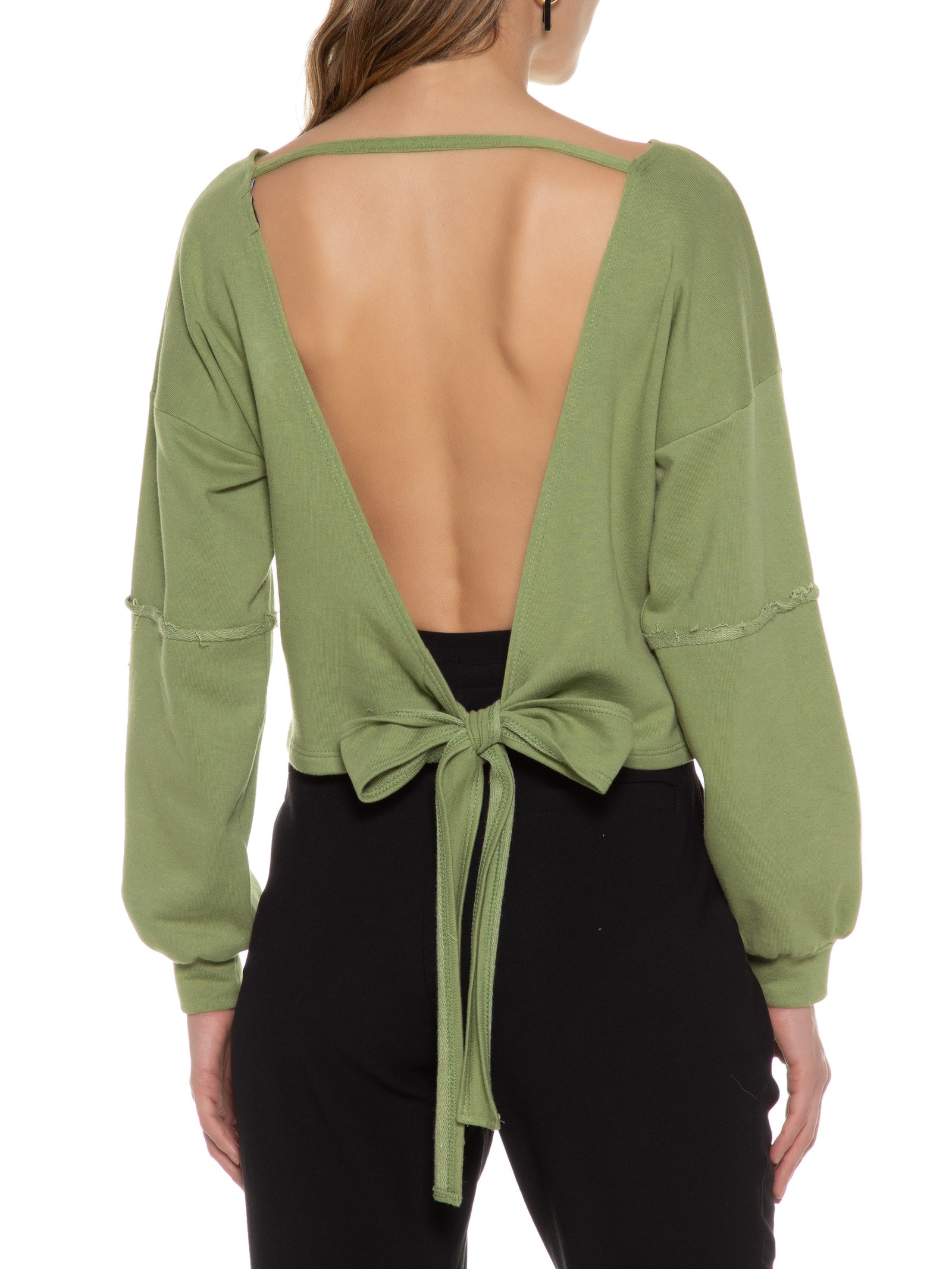 Blusa Moletom Costa Aberta Gola Canoa Verde Basiq