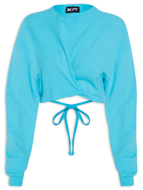 Blusa Moletom Cropped - Azul