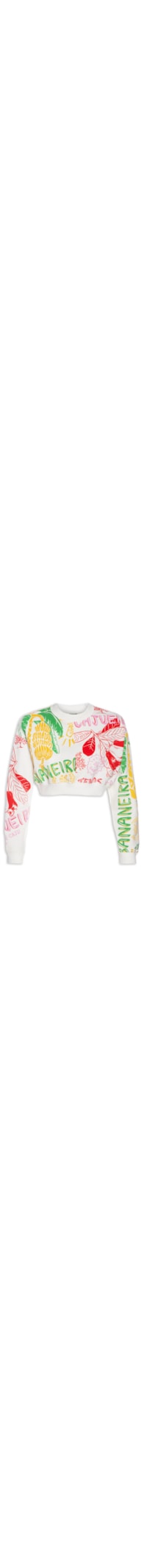 Blusa Moletom Cropped Patch Frutas - Off White