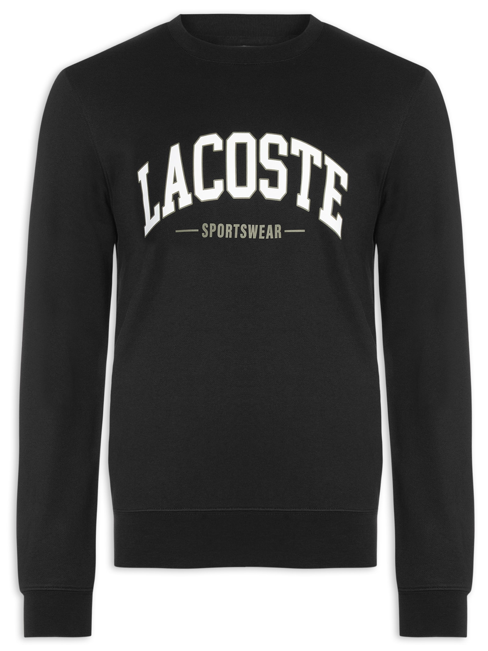 Blusa Moletom Masculina Gola Careca Sem Capuz Preto Lacoste