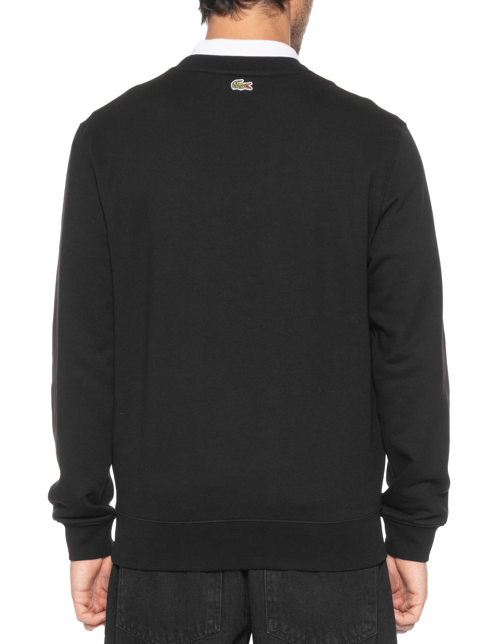 Blusa Moletom Masculina Gola Careca Sem Capuz Preto Lacoste