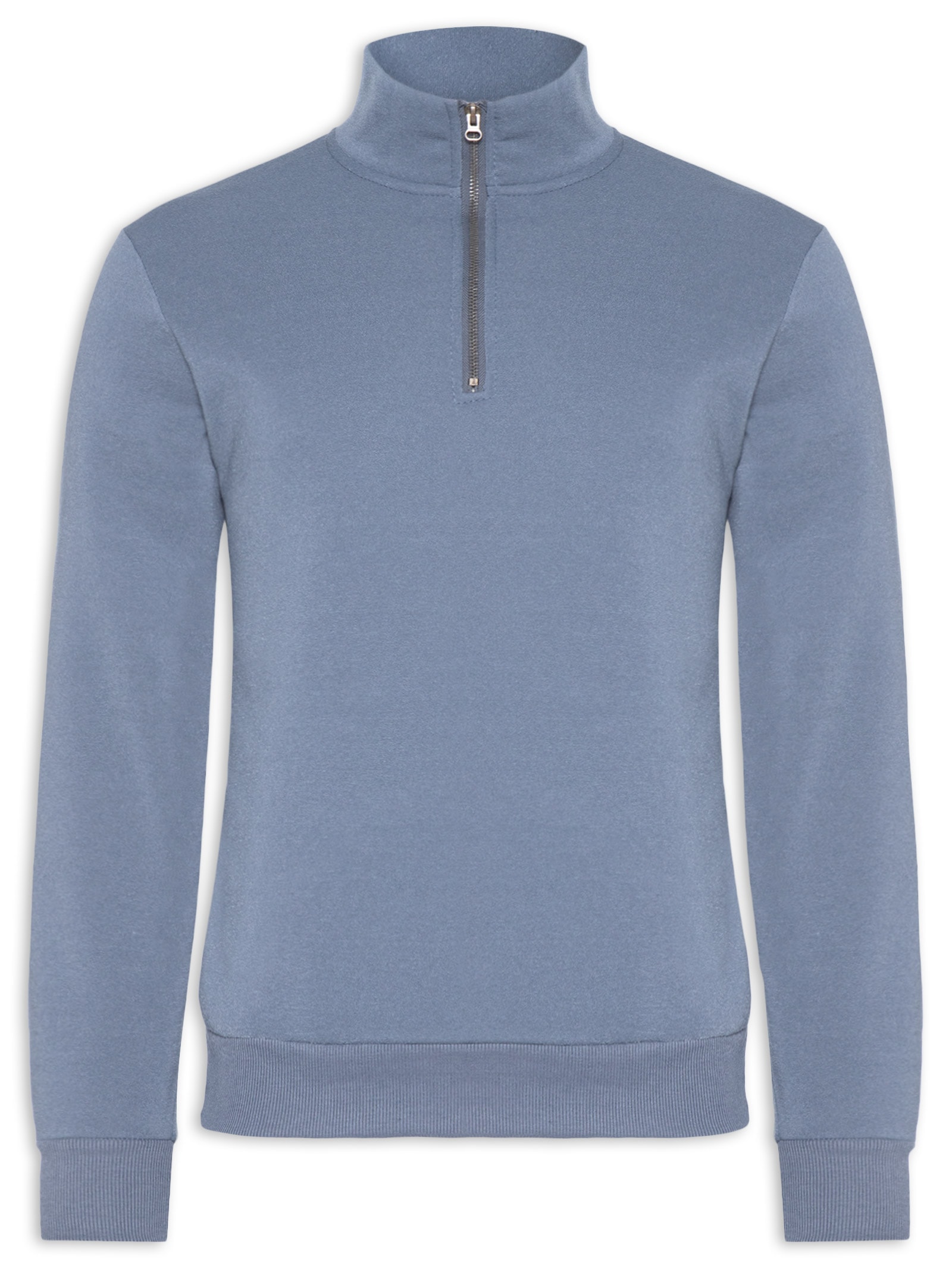 Blusa Moletom Masculina Meio Zíper Azul Basiq Men