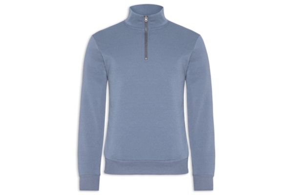 Blusa Moletom Masculina Meio Zíper - Azul
