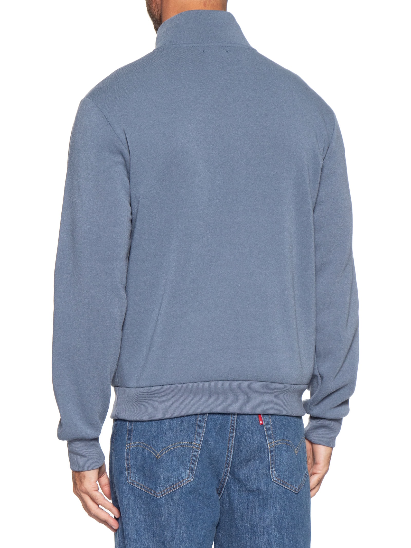 Blusa Moletom Masculina Meio Zíper Azul Basiq Men