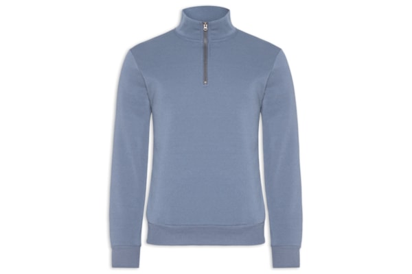 Blusa Moletom Masculina Meio Zíper - Azul