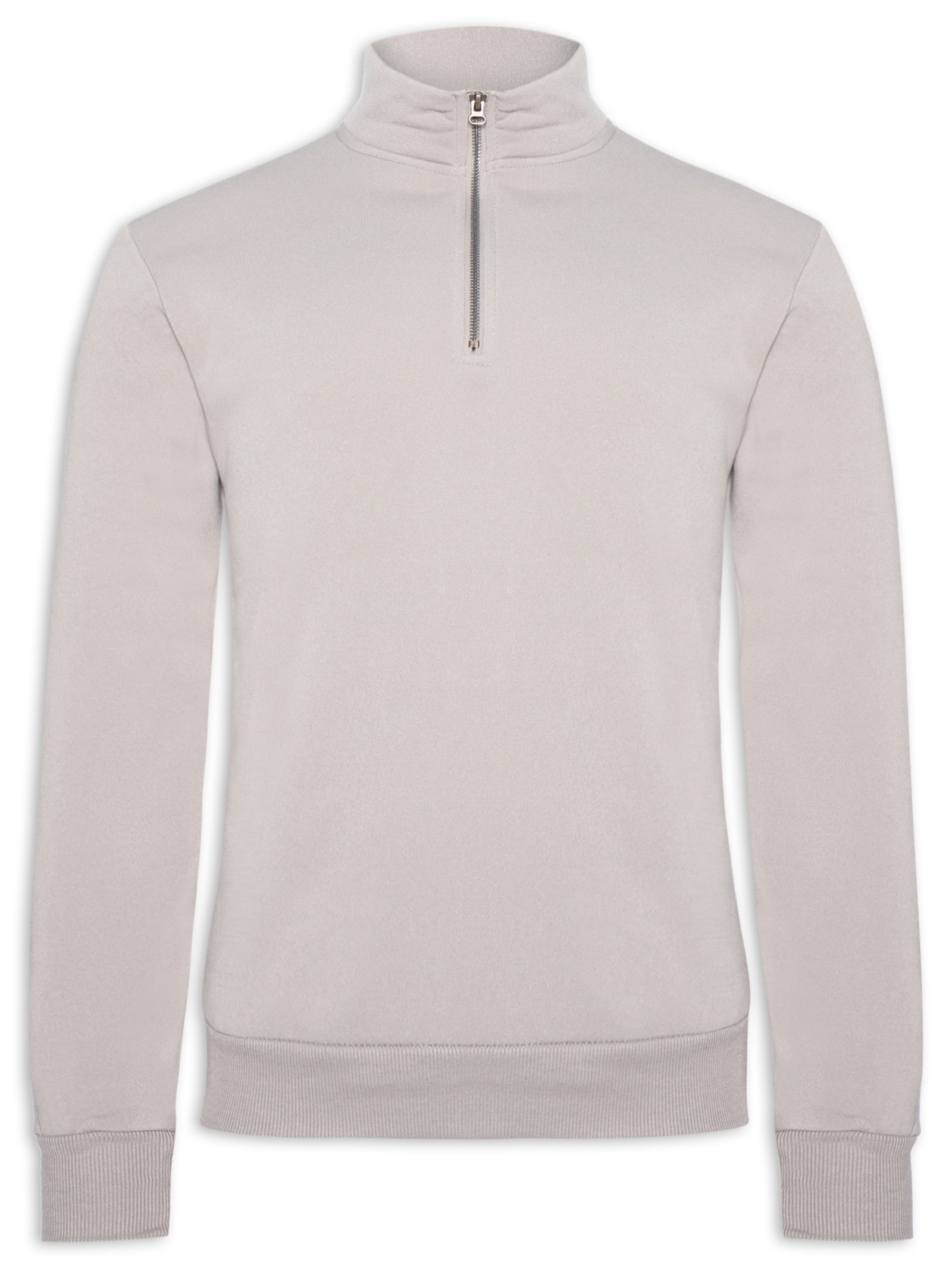 Blusa Moletom Masculino Meio Zíper Cinza Basiq Men