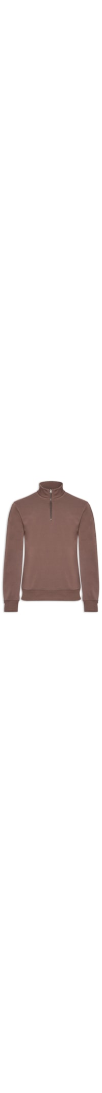 Blusa Moletom Masculino Meio Zíper - Marrom
