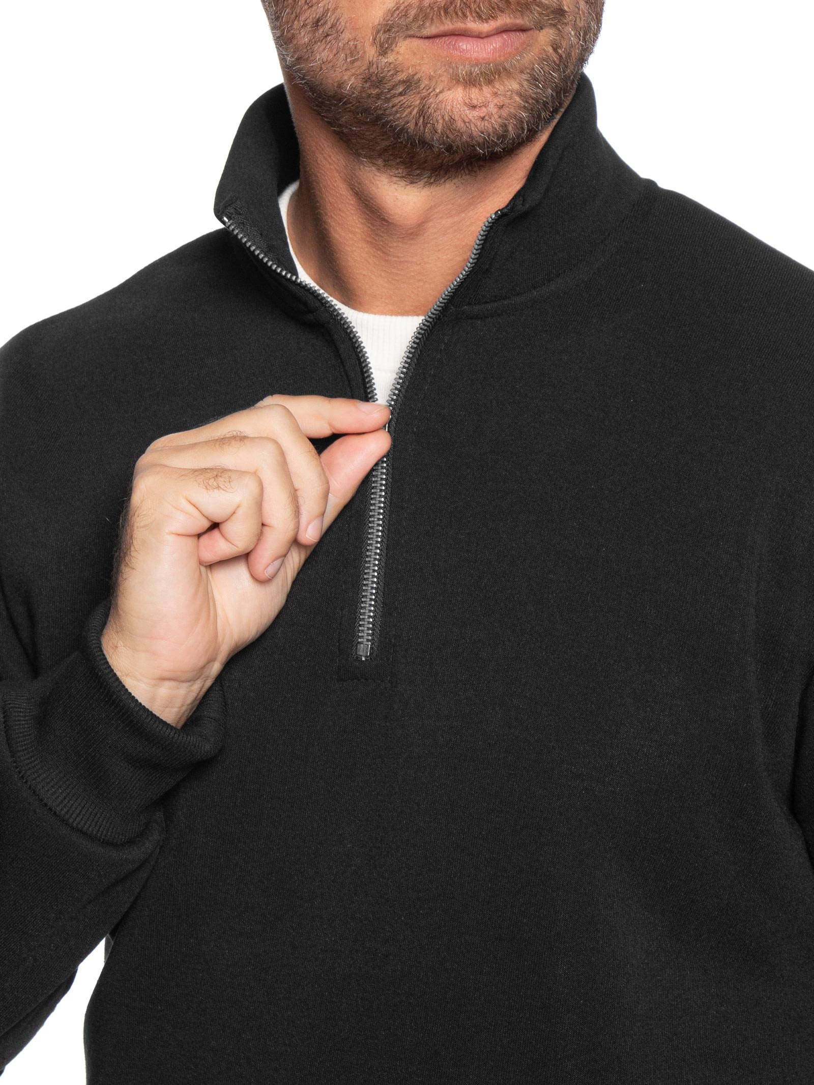 Blusa Moletom Masculino Meio Zíper Preto Basiq Men