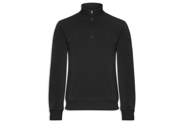 Blusa Moletom Masculino Meio Zíper - Preto