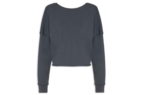 Blusa Moletom Repuxado Costas - Cinza