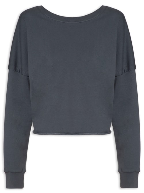 Blusa Moletom Repuxado Costas – Cinza