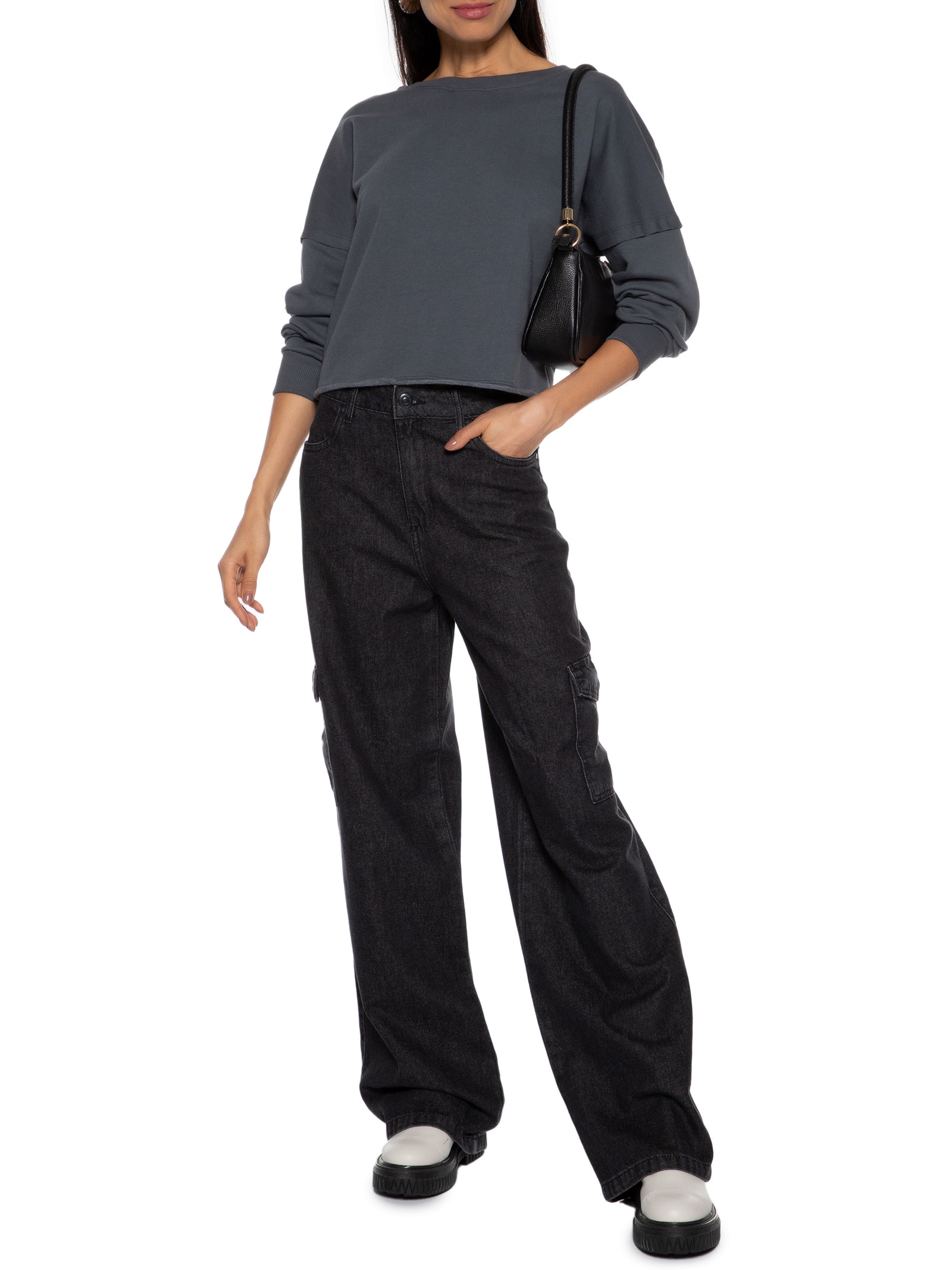 Blusa Moletom Repuxado Costas Cinza Market 33