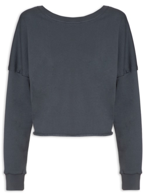 Blusa Moletom Repuxado Costas - Cinza