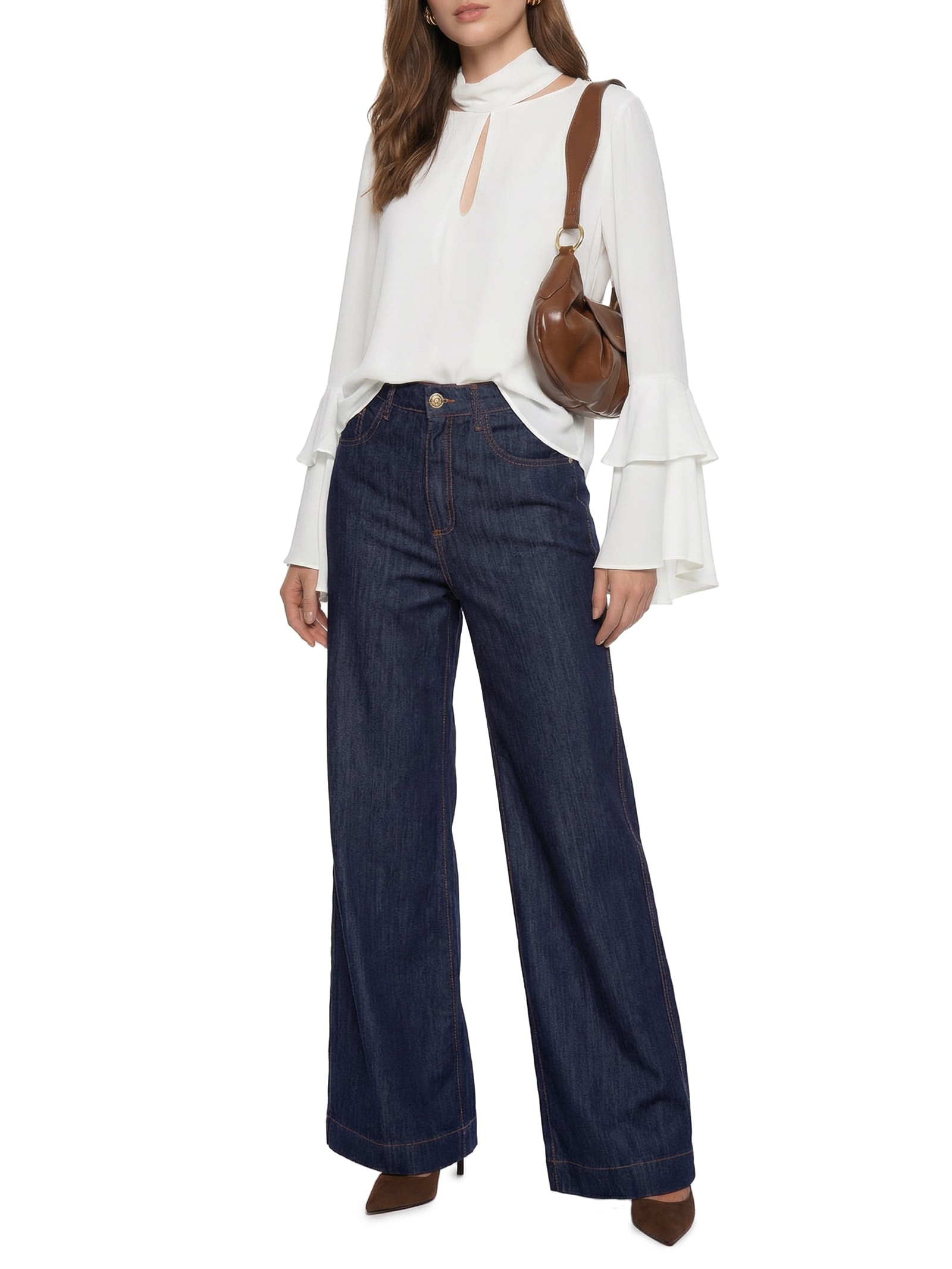 Blusa Muller Manga Longa Branco Lança Perfume