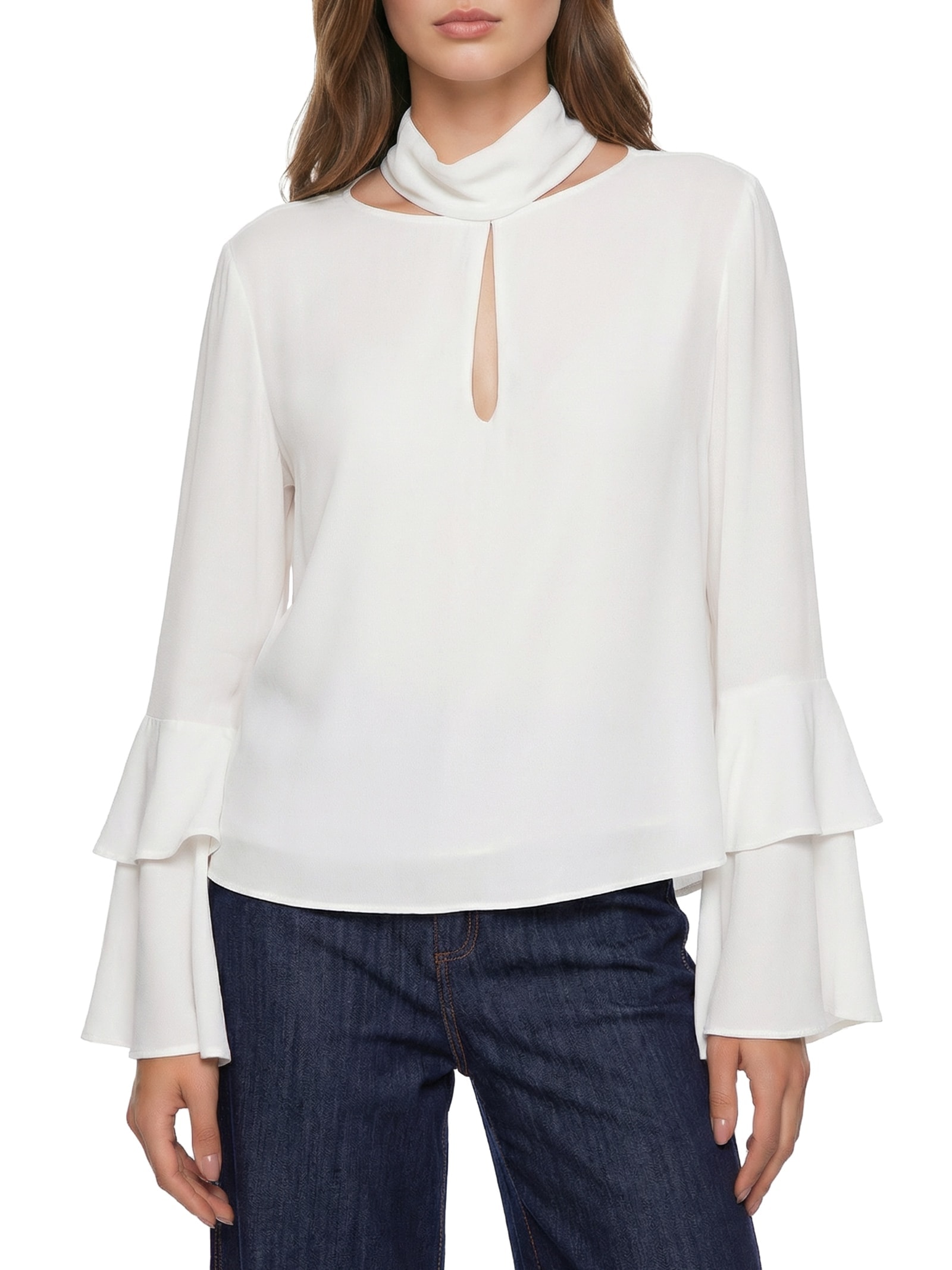 Blusa Muller Manga Longa Branco Lança Perfume