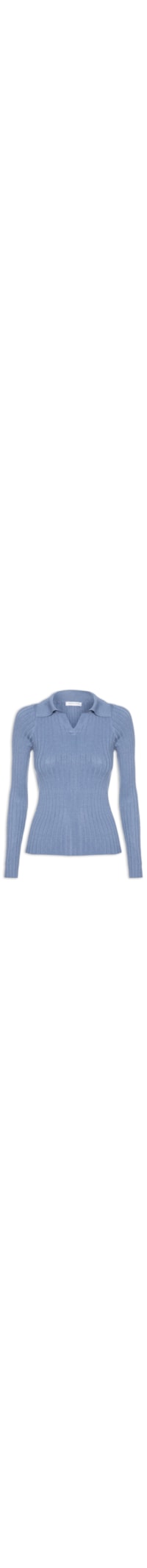 Blusa Polo Feminina Em Tricot - Azul