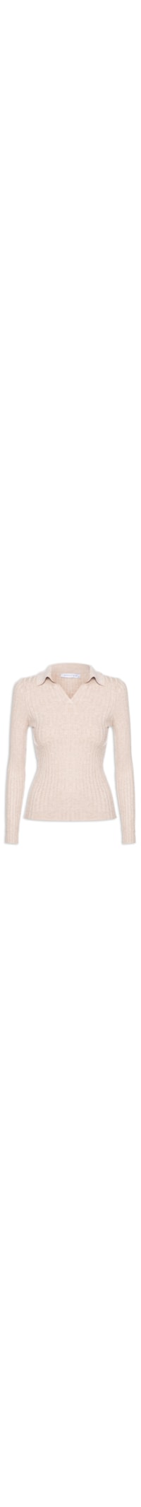 Blusa Polo Feminina Em Tricot - Bege
