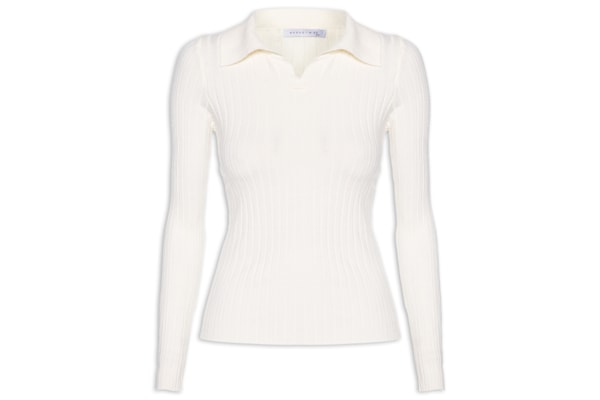 Blusa Polo Feminina Em Tricot - Off White