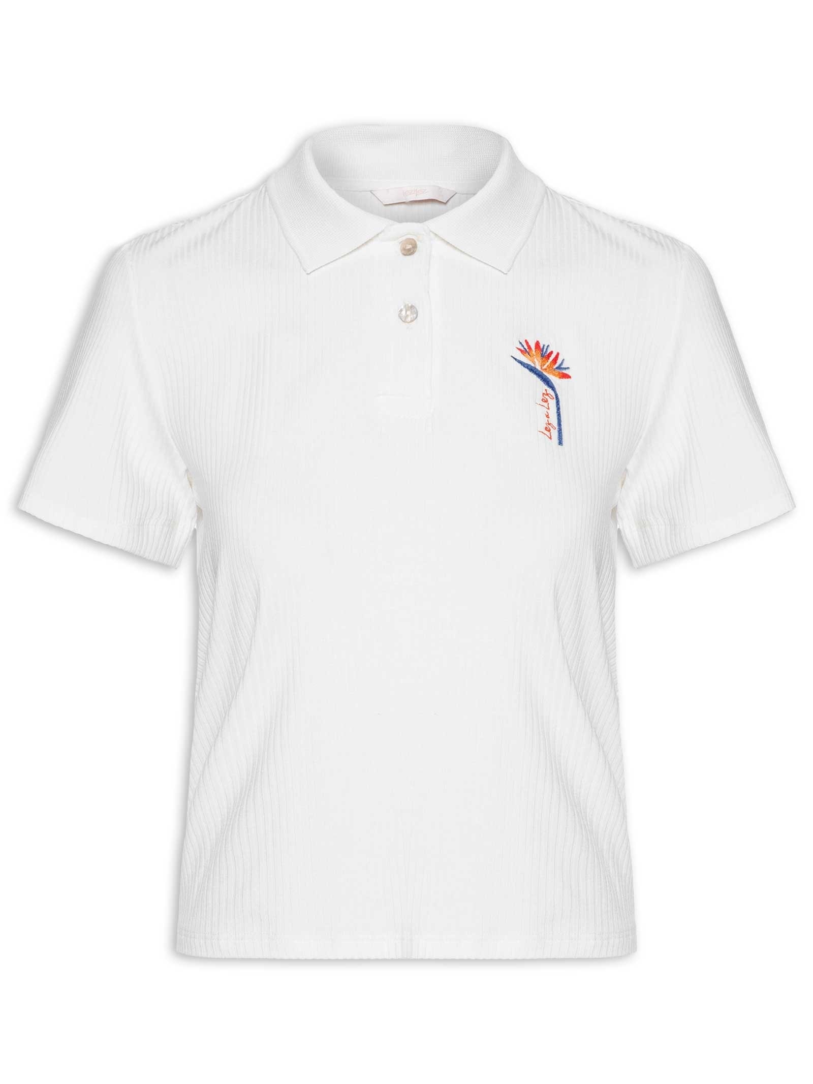 Blusa Polo Feminina Manga Curta Branco Lez A Lez