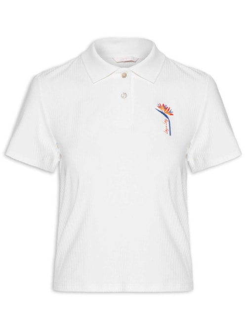 Blusa Polo Feminina Manga Curta – Branco