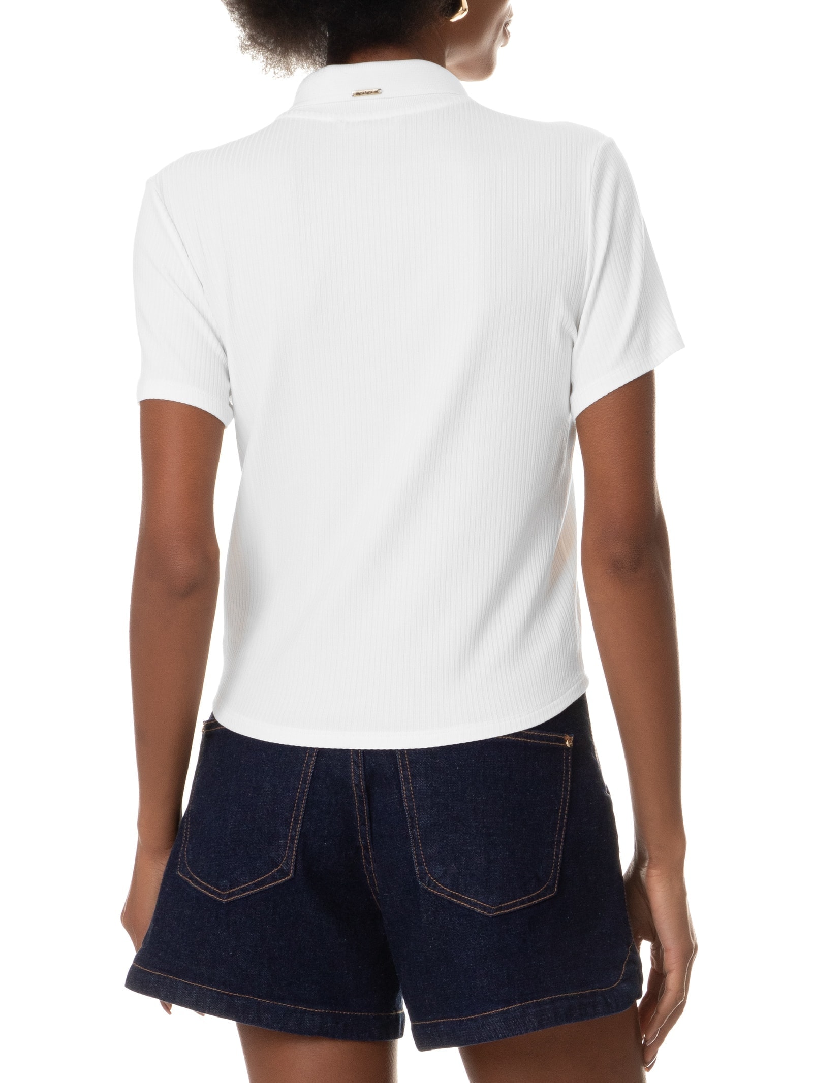 Blusa Polo Feminina Manga Curta Branco Lez A Lez