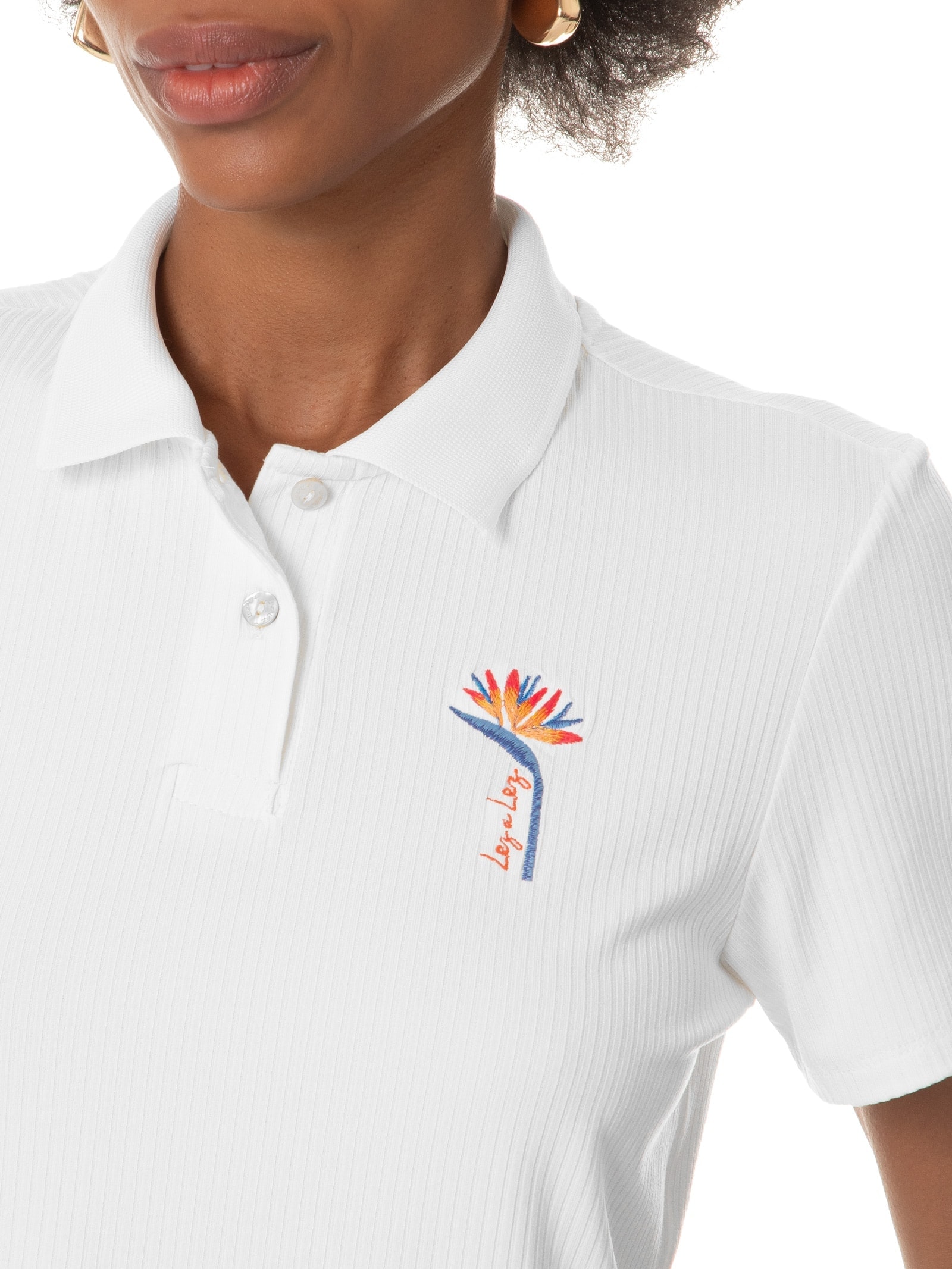 Blusa Polo Feminina Manga Curta Branco Lez A Lez